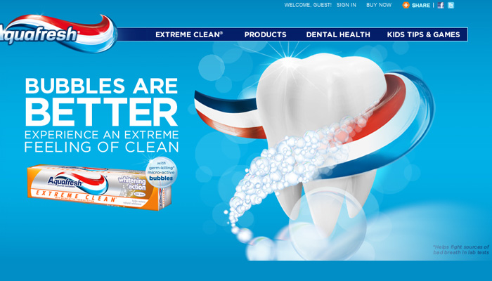 Aquafresh HTML5 Homepage Animation