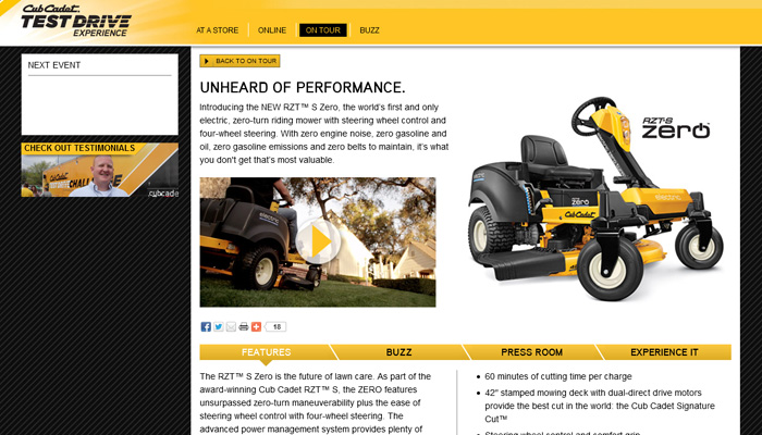 Cub Cadet Experience Micro-Site
