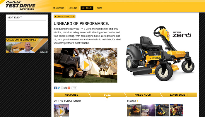 Cub Cadet Experience Micro-Site
