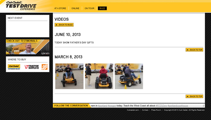 Cub Cadet Experience Micro-Site