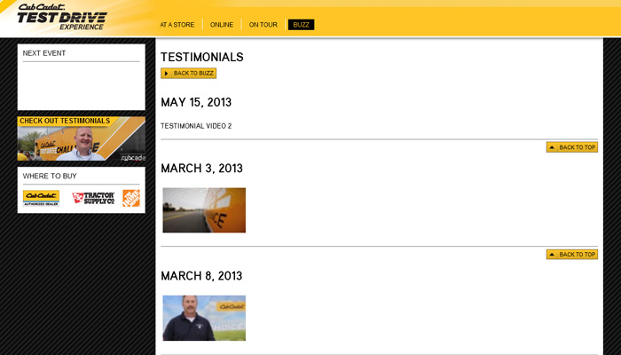 Cub Cadet Experience Micro-Site