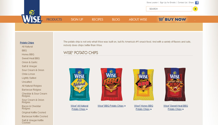 Wise Snacks Website