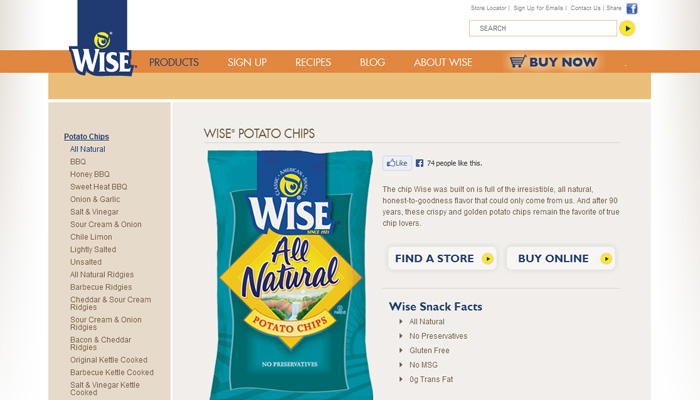 Wise Snacks Website