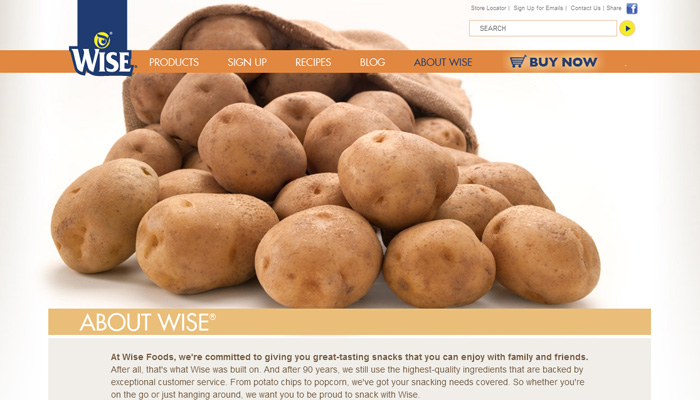 Wise Snacks Website